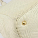 Miu Miu Vitter Shine Hand Bag Leather 2way Beige Gold Tone Auth 199350-15