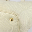 Miu Miu Vitter Shine Hand Bag Leather 2way Beige Gold Tone Auth 199350-16
