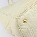 Miu Miu Vitter Shine Hand Bag Leather 2way Beige Gold Tone Auth 199350-17
