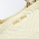 Miu Miu Vitter Shine Hand Bag Leather 2way Beige Gold Tone Auth 199350-18