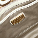 Miu Miu Vitter Shine Hand Bag Leather 2way Beige Gold Tone Auth 199350-19