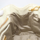 Miu Miu Vitter Shine Hand Bag Leather 2way Beige Gold Tone Auth 199350-20