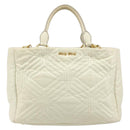 Miu Miu Vitter Shine Hand Bag Leather 2way Beige Gold Tone Auth 199350-13