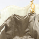 Miu Miu Vitter Shine Hand Bag Leather 2way Beige Gold Tone Auth 199350-21