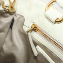 Miu Miu Vitter Shine Hand Bag Leather 2way Beige Gold Tone Auth 199350-22