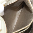 Miu Miu Vitter Shine Hand Bag Leather 2way Beige Gold Tone Auth 199350-23