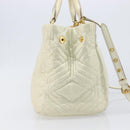 Miu Miu Vitter Shine Hand Bag Leather 2way Beige Gold Tone Auth 199350-4