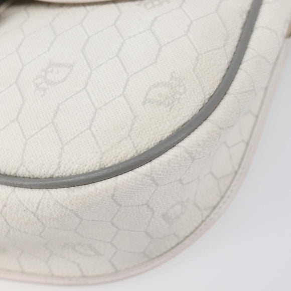 Christian Dior Honeycomb Shoulder Bag PVC Leather White Gold Tone Auth 199351