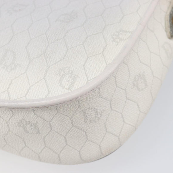 Christian Dior Honeycomb Shoulder Bag PVC Leather White Gold Tone Auth 199351