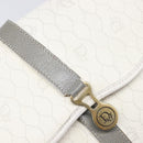 Christian Dior Honeycomb Shoulder Bag PVC Leather White Gold Tone Auth 199351-9