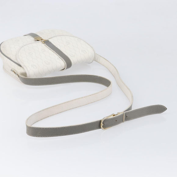 Christian Dior Honeycomb Shoulder Bag PVC Leather White Gold Tone Auth 199351