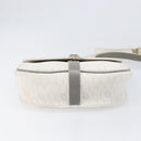 Christian Dior Honeycomb Shoulder Bag PVC Leather White Gold Tone Auth 199351-5