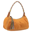 Miu Miu Shoulder Bag Canvas Orange Gold Tone Auth 199352-1