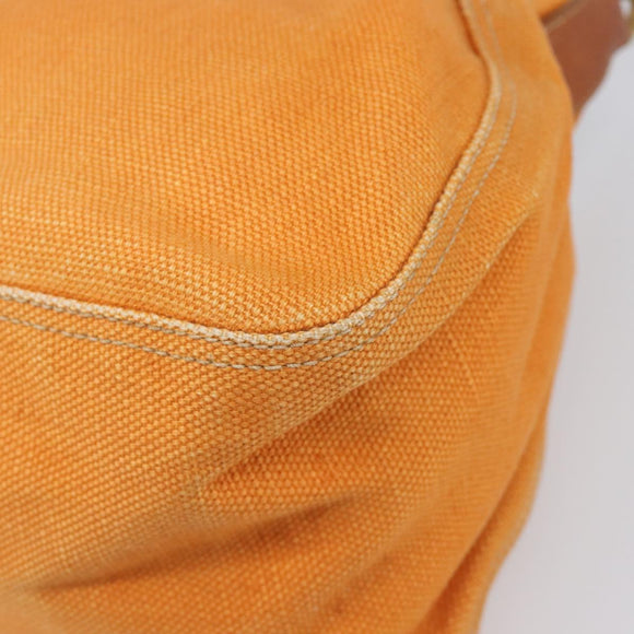 Miu Miu Shoulder Bag Canvas Orange Gold Tone Auth 199352