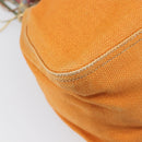Miu Miu Shoulder Bag Canvas Orange Gold Tone Auth 199352-15