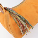 Miu Miu Shoulder Bag Canvas Orange Gold Tone Auth 199352-10