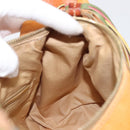 Miu Miu Shoulder Bag Canvas Orange Gold Tone Auth 199352-18