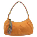 Miu Miu Shoulder Bag Canvas Orange Gold Tone Auth 199352-13