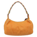 Miu Miu Shoulder Bag Canvas Orange Gold Tone Auth 199352-2