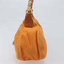 Miu Miu Shoulder Bag Canvas Orange Gold Tone Auth 199352-3