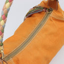 Miu Miu Shoulder Bag Canvas Orange Gold Tone Auth 199352-6
