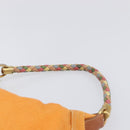 Miu Miu Shoulder Bag Canvas Orange Gold Tone Auth 199352-8