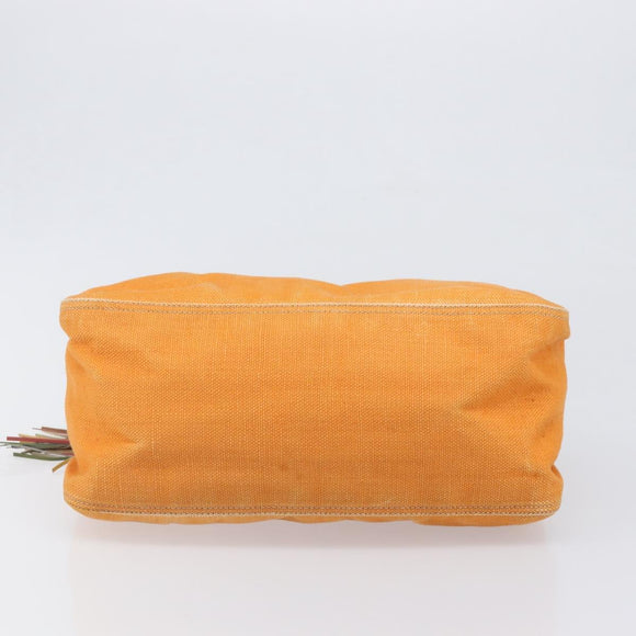 Miu Miu Shoulder Bag Canvas Orange Gold Tone Auth 199352