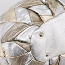 Miu Miu Tote Bag Leather Silver Gold Auth 199356A-11