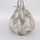 Miu Miu Tote Bag Leather Silver Gold Auth 199356A-4