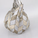 Miu Miu Tote Bag Leather Silver Gold Auth 199356A-5