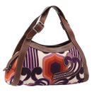 Miu Miu Hand Bag Canvas Purple Brown Auth 199357A-1