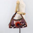 Miu Miu Hand Bag Canvas Purple Brown Auth 199357A-24