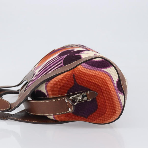 Miu Miu Hand Bag Canvas Purple Brown Auth 199357A
