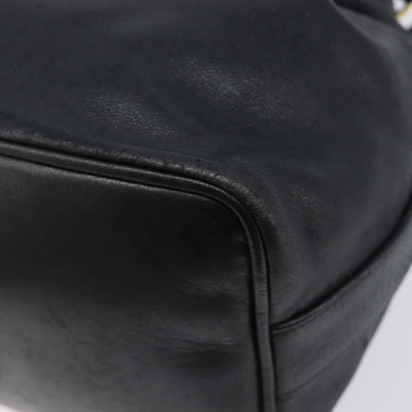 CHANEL Drawstring Chain Shoulder Bag Lamb Skin Black Gold Tone CC Auth 199358V