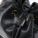 CHANEL Drawstring Chain Shoulder Bag Lamb Skin Black Gold Tone CC Auth 199358V-18