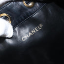 CHANEL Drawstring Chain Shoulder Bag Lamb Skin Black Gold Tone CC Auth 199358V-19