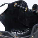 CHANEL Drawstring Chain Shoulder Bag Lamb Skin Black Gold Tone CC Auth 199358V-20