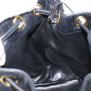 CHANEL Drawstring Chain Shoulder Bag Lamb Skin Black Gold Tone CC Auth 199358V-21