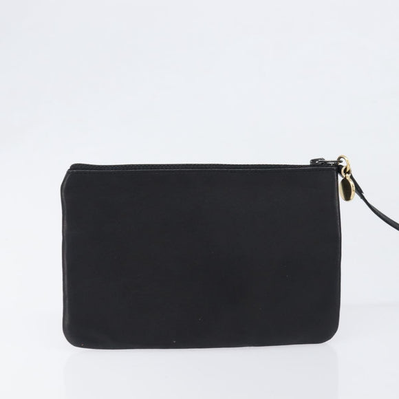 CHANEL Drawstring Chain Shoulder Bag Lamb Skin Black Gold Tone CC Auth 199358V