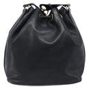 CHANEL Drawstring Chain Shoulder Bag Lamb Skin Black Gold Tone CC Auth 199358V-2