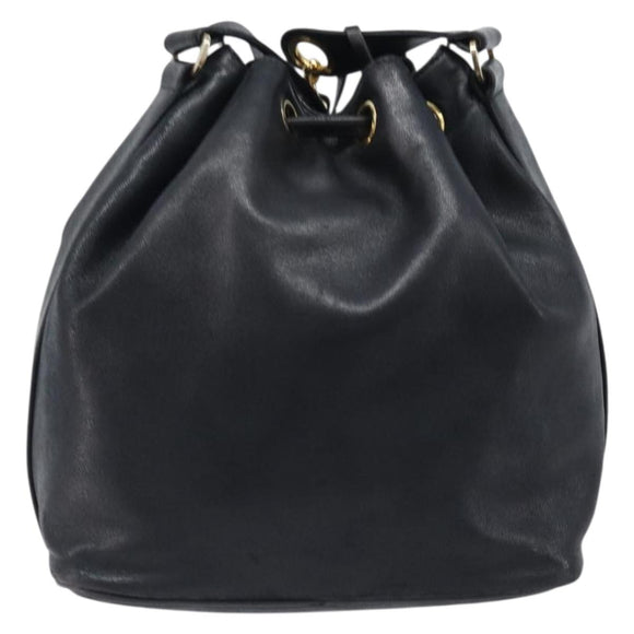 CHANEL Drawstring Chain Shoulder Bag Lamb Skin Black Gold Tone CC Auth 199358V