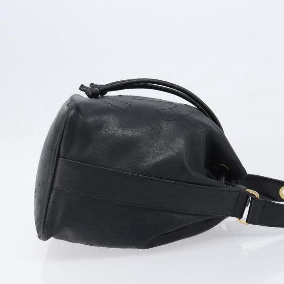 CHANEL Drawstring Chain Shoulder Bag Lamb Skin Black Gold Tone CC Auth 199358V