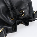 CHANEL Drawstring Chain Shoulder Bag Lamb Skin Black Gold Tone CC Auth 199358V-6