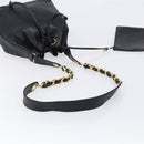 CHANEL Drawstring Chain Shoulder Bag Lamb Skin Black Gold Tone CC Auth 199358V-7