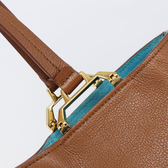 Miu Miu Hand Bag Leather Brown Gold Tone Auth 199360V