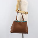 Miu Miu Hand Bag Leather Brown Gold Tone Auth 199360V-20