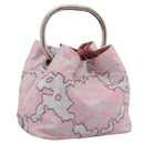 PRADA Brocade Hand Pouch Silk Pink Silver Auth 199363SAM-1