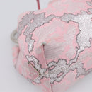 PRADA Brocade Hand Pouch Silk Pink Silver Auth 199363SAM-15