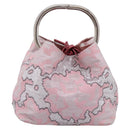 PRADA Brocade Hand Pouch Silk Pink Silver Auth 199363SAM-13