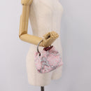 PRADA Brocade Hand Pouch Silk Pink Silver Auth 199363SAM-23